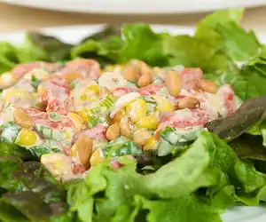 Greens with Roasted Corn & Pepper Salad