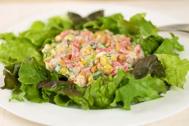 Greens with Roasted Corn & Pepper Salad
