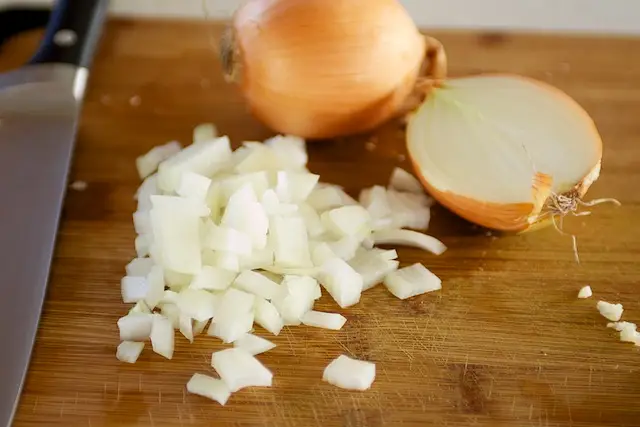 First chop up the onions.