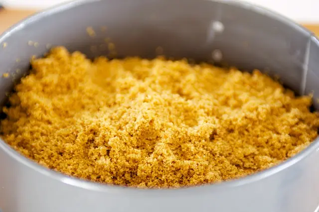 Transfer the mixture into a 8-inch springform pan greased with butter.