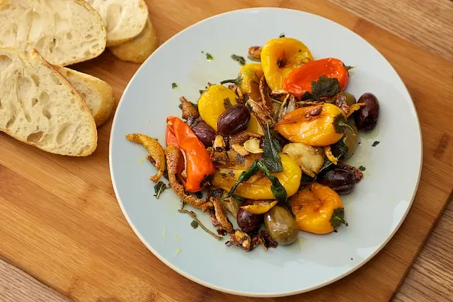 Sage Fried Baby Peppers, Garlic & Olives