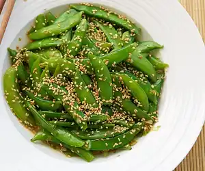 Sugar Snap Peas with Orange Sesame Asian Dressing