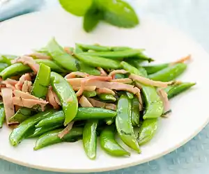 Sugar Snap Peas with Mint & Ham