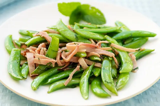 Sugar Snap Peas with Mint & Ham