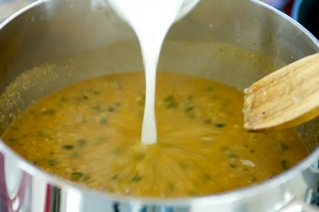 Add the half-and-half. 