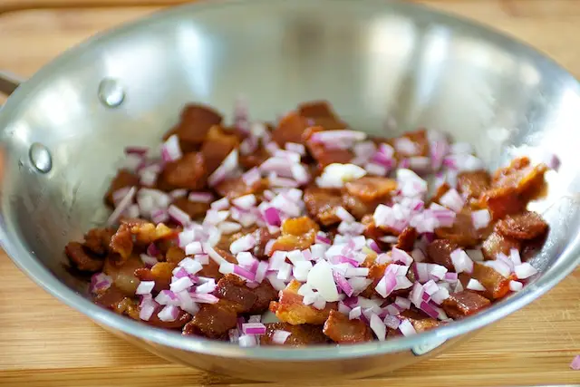 Next distribute the bacon 