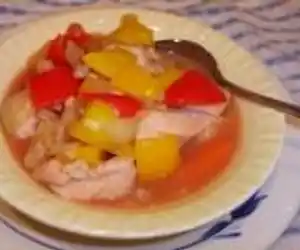 Crockpot Sweet & Sour Chicken Stew with Sweet Peppers