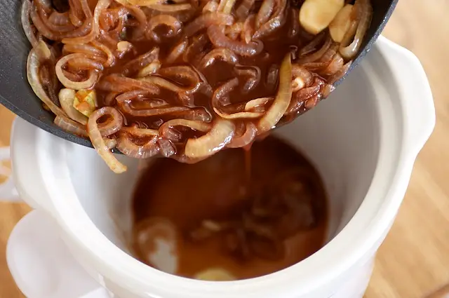 Transfer into crockpot.