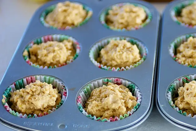 Divide the batter among 12 muffin cups.  