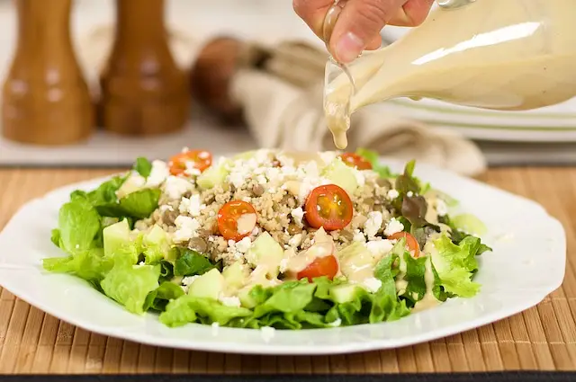 Couscous, Lentil & Mixed Green Salad with Garlic Dijon Vinaigrette