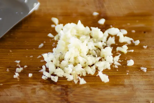 Next mince some garlic.