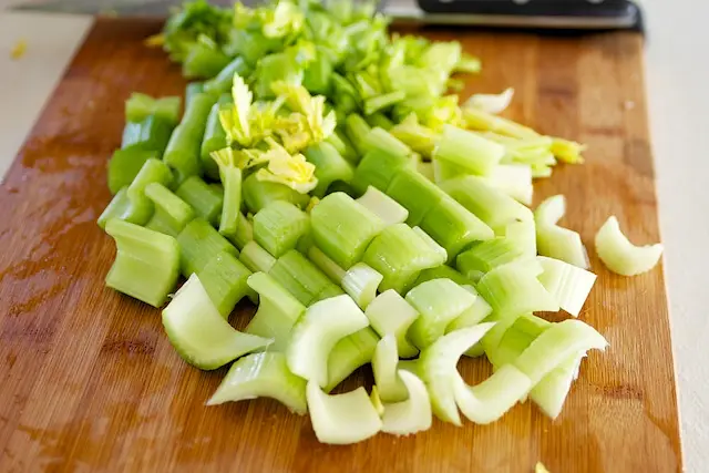Cut celery into 1-inch pieces.