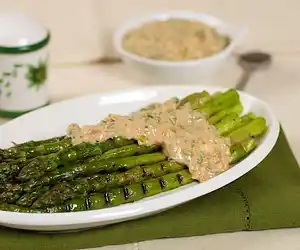 Asparagus Grilled with Curried Yogurt Dressing