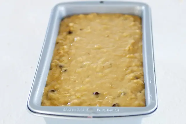 Pour into loaf pan that