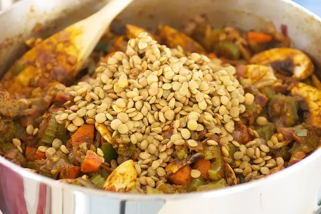 Add lentils.