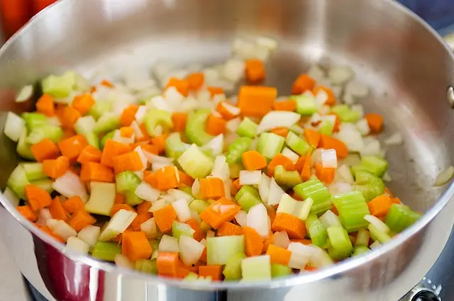 Next cook the vegetables.