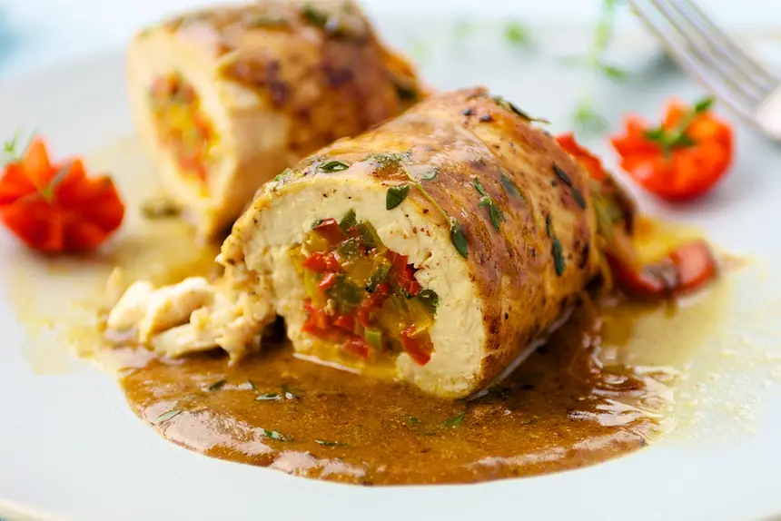 Stuffed Chicken Breasts with Sweet Peppers & Thyme