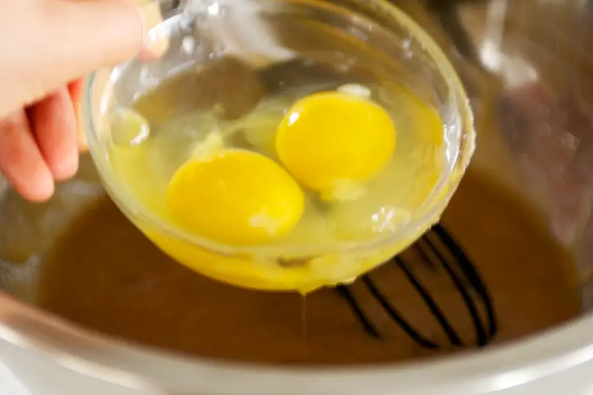 Next add the eggs,