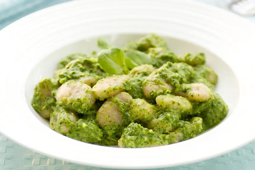 Sweet Potato Gnocchi with Watercress Pesto 