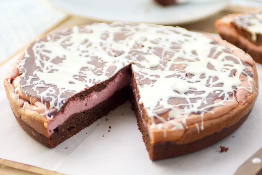 Raspberry Cream Brownie Wedges
