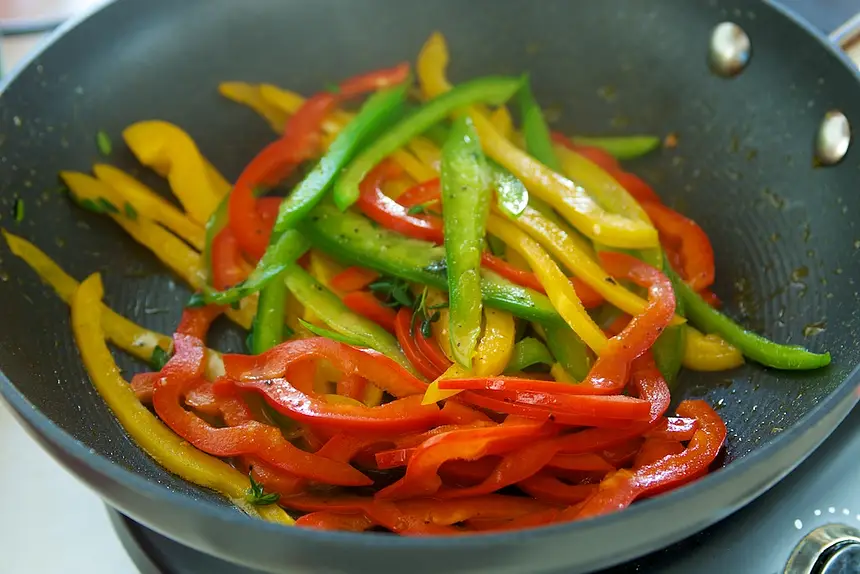Saute the peppers
