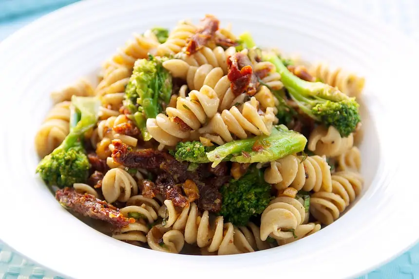 Broccoli & Sun-dried Tomato Pasta Salad with Walnuts