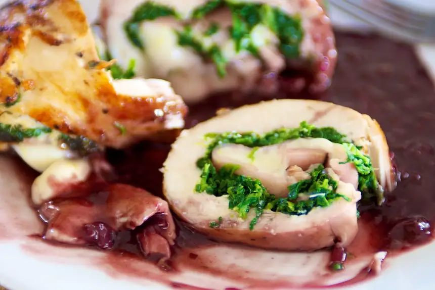 with oozing cheese and ham.