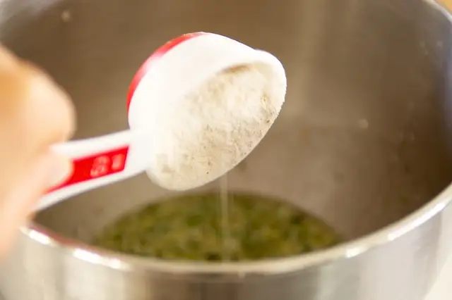 Combine flours and add to sponge mixture,
