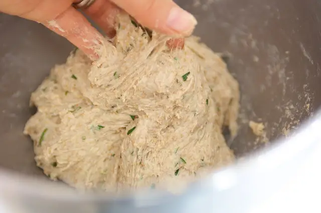 Dough should be very sticky, almost wet.  