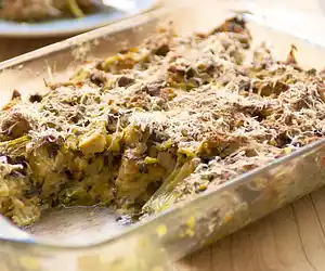 Spinach, Artichoke & Swiss Cheese Bread Pudding 