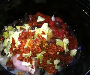Shredded Mediterranean Chicken a la Crock Pot