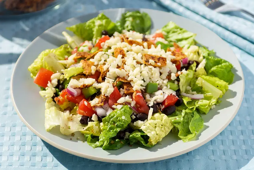 Black Bean, Veggie & Taco Salad with Lime Vinaigrette