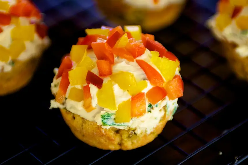 Jalapeno Corn Muffins with Savory Cream Cheese Frosting