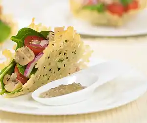Cherry Tomato, Baby Spinach & Mushroom Salad In Cheese Baskets