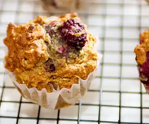 Oat Bran Blueberry & Nut Muffins