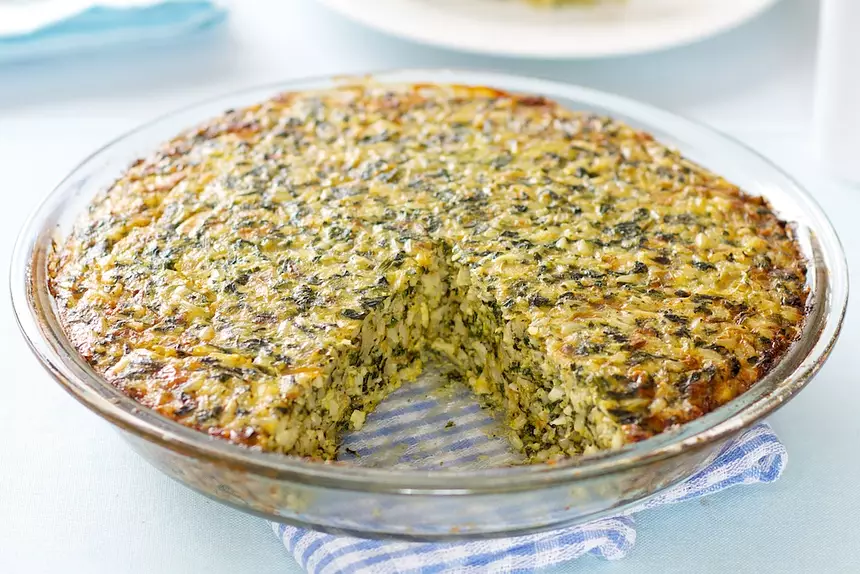 Spinach, Cheddar & Rice Pie