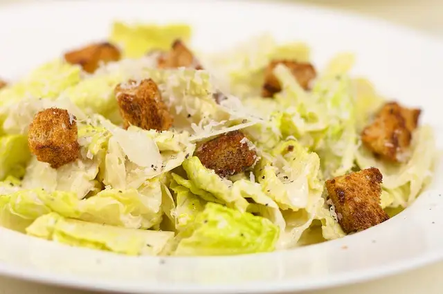 Creamy Caesar Salad with Spicy Croutons