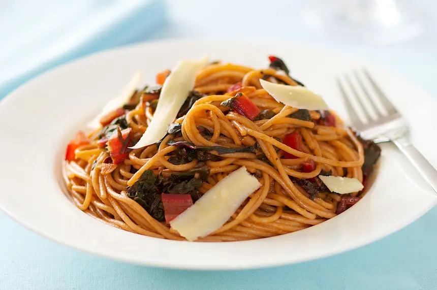 Pasta with Chard, Garlic & Parmesan