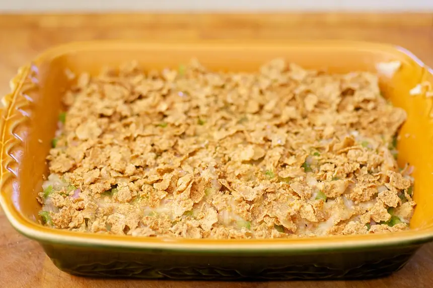 Cover with crushed bran flakes (or corn flakes).  