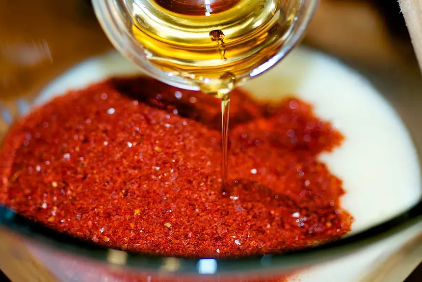 and stir in the chili flakes and honey until well mixed.