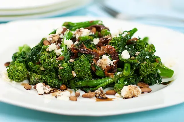 Braised Broccoli Rabe (Rapini) Sun-dried Tomatoes & Feta Cheese