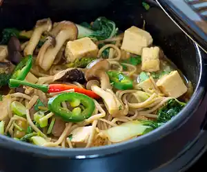 Korean Mushroom-Bok Choy Stew with Soba