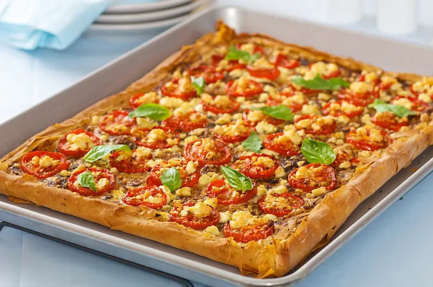 Tomato, Feta & Pesto Phyllo Tart