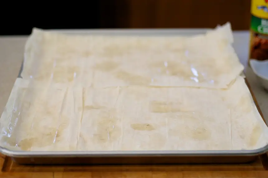 Work with the phyllo dough first.