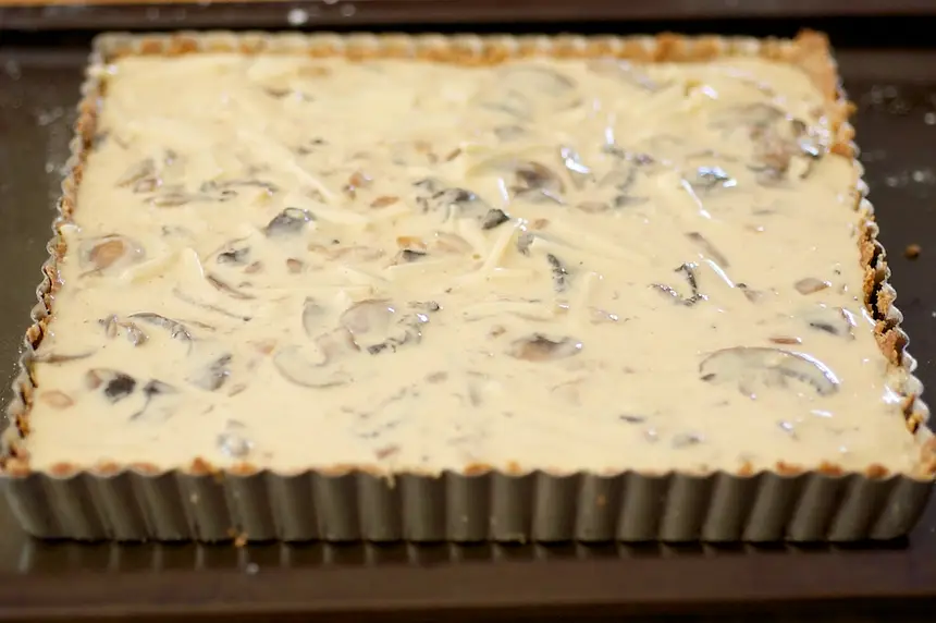 Pour evenly into baked pie or tart crust.