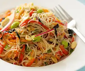 Soy Bean Salad with Brown Rice Noodles