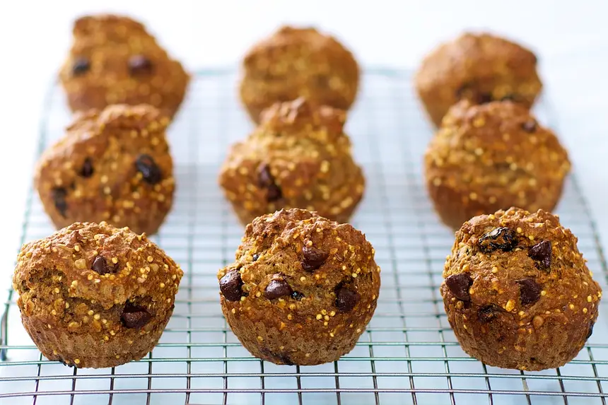 Banana, Oats, Millet & Chocolate Chip Muffins