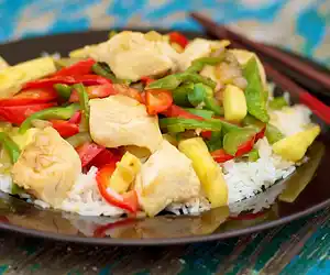 Asian Chicken, Peppers, Pineapple & Rice
