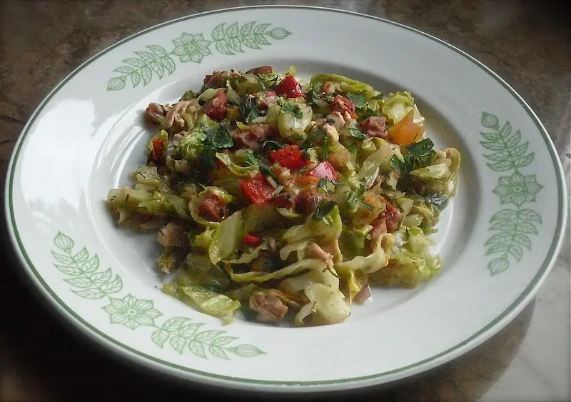Spring Cabbage with Bacon & Chorizo