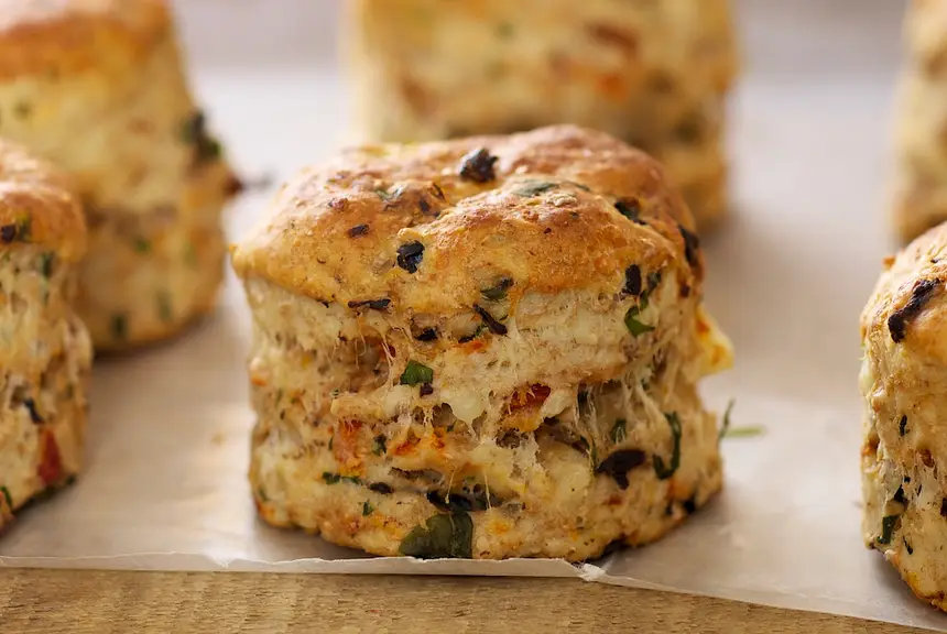 Basil, Feta, Sun-Dried Tomato & Olive Scones